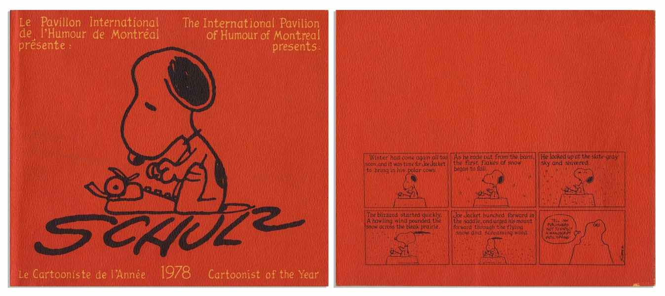 Charles Schulz Signed 8'' x 7'' Drawing of Snoopy